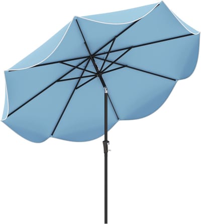 COSTWAY Parasol 270 cm, tuinparasol met zwengel en volant, aan beide zijden 25° knikbaar, terrasparasol met 8 ribben, marktscherm voor tuin, balkon, terras