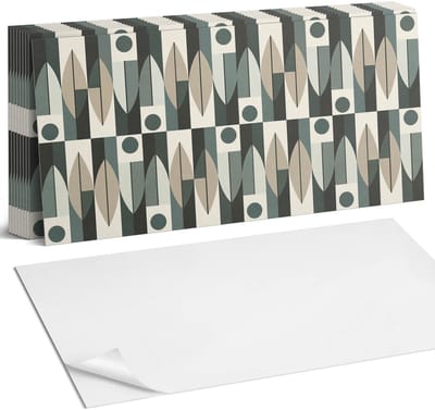Coloray Plaktegels - Abstract geometrisch patroon Zelfklevende Wandtegels - 40 cm x 20 cm - Grijs Plaktegels - 10 stuks - Rechthoek PVC Tegels - Plaktegels Badkamer - Vloertegels Zelfklevend - Vinyl Tegels - Portugese Tegels