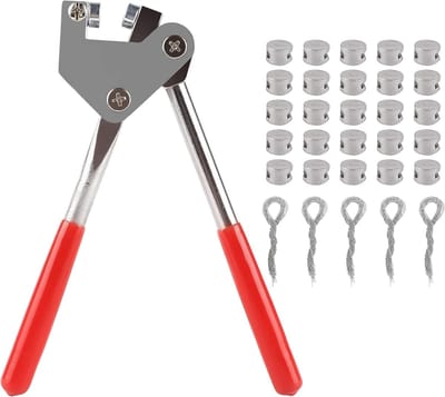 Plombentang, 165 mm loodplombentang staal + 100 stuks zegeldraad (17 cm) + 100 stuks zegels (Ø 8 mm), afdichttangkit voor loodplomben Ø 8 mm
