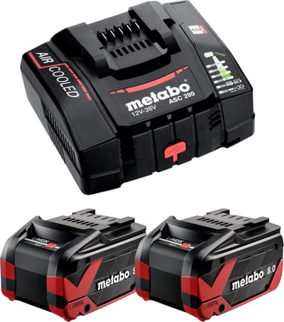 Metabo basisset 2x LiHDX accupack 18 V 8.0 Ah accu ( 2x 624975000 ) + ASC 290 lader ( 627370000 )