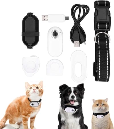 Huisdier Camera - Actiecamera Halsband - Gedrag Observeren - 170 Graden Groothoek - 1080P HD Resolutie - Zwart