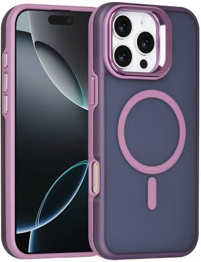 TUNIQ Back cover voor iPhone 16 Pro Max - MagSafe - Met Camera Stand - Paars