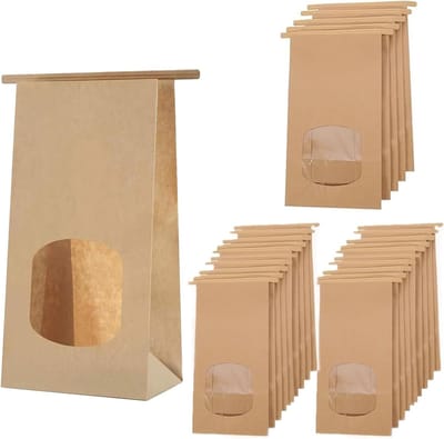Kraft papieren zakken 25 stuks - met venster - stevige kwaliteit - ideaal voor cadeaus - ShopVlot