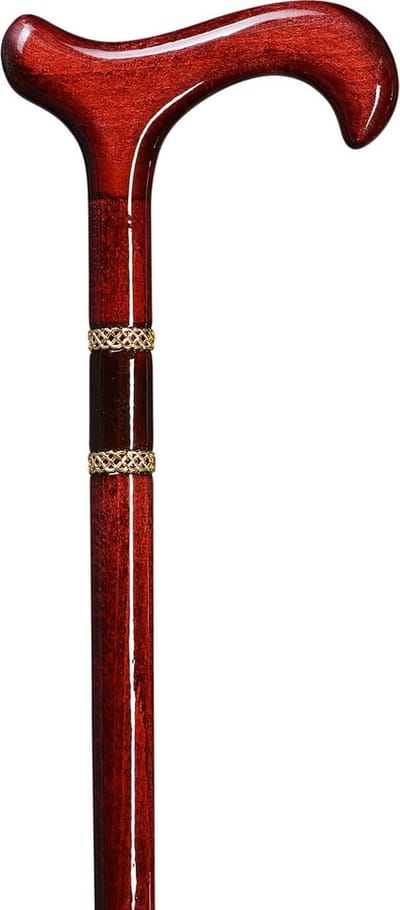 Gastrock Houten Wandelstok Bijoux - Rood – Beukenhout – 94 cm lang – 16 mm dik – 290 gram – Derby handvat - Wandelstok voor ouderen - wandelstok voor heren en dames