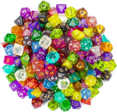 Veelvlaks Dobbelstenen - RPG Dobbelstenen - Bordspellen Avonturen - 15 Gegarandeerde Sets - 100+ Stuks - Willekeurige Kleuren