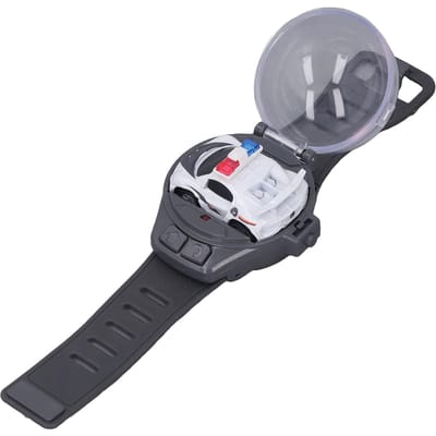 Mini RC Auto Horloge Speelgoed 2.4GHz Cartoon Schattig USB Opladen Horloge Afstandsbediening Auto Speelgoed voor Jongens Meisjes Cadeaus Rood White wit