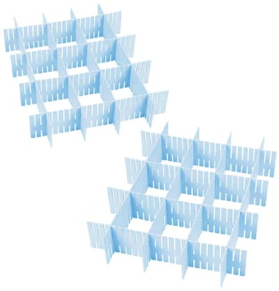 Dailygoods- Ladeverdeler Verstelbaar - 16 Stuks - Organizer voor Keuken/Bureau - Plastic - Blauw - Duurzaam en Milieuvriendelijk - Ladeorganizer