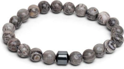 Zentana - Balans Armband - Jaspis Spotted Antraciet - Moed - Armbandjes voor Dames & Heren