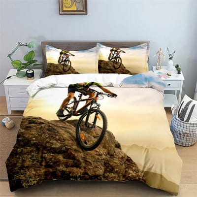 Fietsen Fietsen Print Beddengoed Set Sport Stijl Dekbedovertrek Mountainbike Dekbedovertrek Met Kussenslopen King Voor Tiener Volwassen Kamer Decor 140x200cm 3pcs