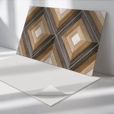Wallfluent Vinyl Wandpaneel - Geometrisch ruitpatroon Zelfklevende Wandbekleding - 100 cm x 50 cm - Bruin Vinyl Wandpaneel - 1 stuk - Rechthoekig Wandbekleding Vinyl - Texturen Wandpaneel - Wandpaneel PVC - Wandpaneel Keuken en Badkamer