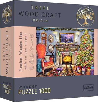 Houten Puzzel - Ambachtelijk Houtwerk - Ontspannend Tijdverdrijf - Moderne Premium Kwaliteit - 37.5 x 24.5 cm - Bij de haard