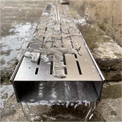 Drainagegoot Roestvrij Staal - Afvoergoot Vloer - Efficiënte Waterafvoer - Corrosiebestendig Materiaal - 10 x 5 cm - Zilverkleurig