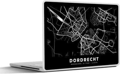 Laptop sticker - 14 inch - Kaart - Dordrecht - Zwart - 32x5x23x5cm - Laptopstickers - Laptop skin - Cover