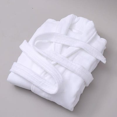 Vêtements de nuit décontractés pour adultes, peignoir en serviette éponge, vêtements de nuit pour couple d'automne, kimono, chemise de nuit ample, vêtements de maison avec ceinture de poche One Size blanc