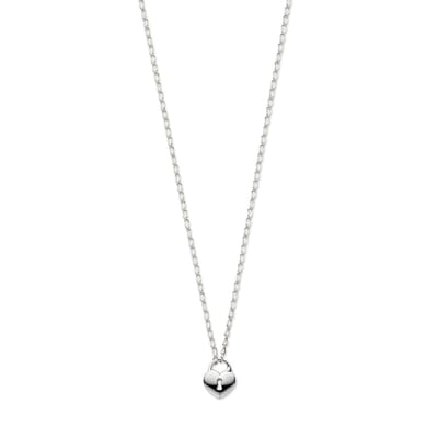 Collier Hart En Slot 41 + 4 Cm Zilver Gerhodineerd