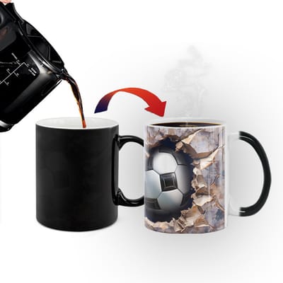 Mok -Waterglas- Koffiekopje- 3D voetbal mok die van kleur verandert - Keramiek - Cadeau