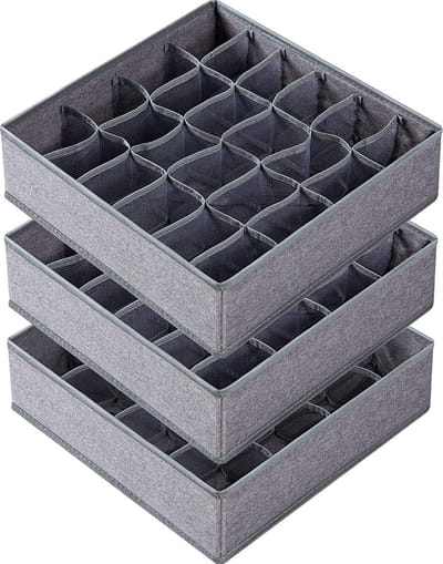Ondergoed Verdeler - 3 Stuks - Grijs - Organizer voor BH's, Ondergoed en Sokken voor in Kast of Lade