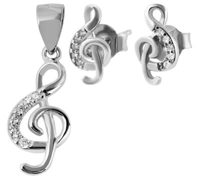 AKZENT Akzent dames-sieradenset "Renwa" van 925 Sterlingzilver, gerhodineerd, sieradenset muzieknoot