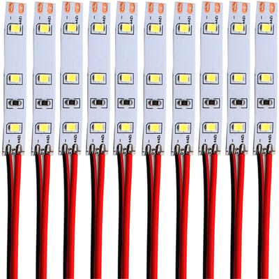 Dailygoods- Modelbouw Verlichting 10 Stuks - 3-LED Huisverlichting - 12-18V - Lichtkleur Wit - 50x8 mm - Met Kabel 10 cm - Modelhuisverlichting