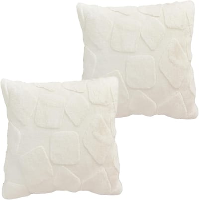 Set van 2 zachte beige kussenslopen 45 x 45 cm, decoratief voor bank en slaapkamer, met verborgen ritssluiting en hoogwaardige stof