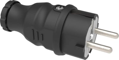 Massief rubberen stekker 16A/250V, IP44 Schuko-koppeling en stopcontact