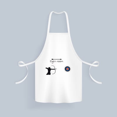 Akyol - boogschieten met naam Keukenschort - Sport - boogschieters - cadeau - verjaardag - geschenk - gepersonaliseerde jongens en meisjes - 82 bij 71 cm