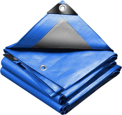 Afdekzeil - Waterdicht zeildoek - Bescherming buiten - Extra zwaar robuust - 4 x 8 meter - Blauw zilver