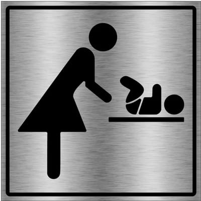 Baby verschoonplaats bordje - gecoat brushed aluminium | 10 x 10 cm