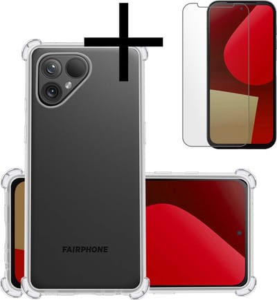 Hoesje - Met Screenprotector - Geschikt voor Fairphone 5 - Sterk & Shockproof - Siliconen Case - Back Cover - Telefoon Hoes - Shock Proof - Transparant