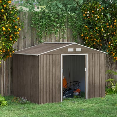 REDOM - Gereedschapsschuur - Schuifdeuren En Ventilatieopeningen - Voor Tuin - Staal - Bruin - 277 x 195 x 192 cm