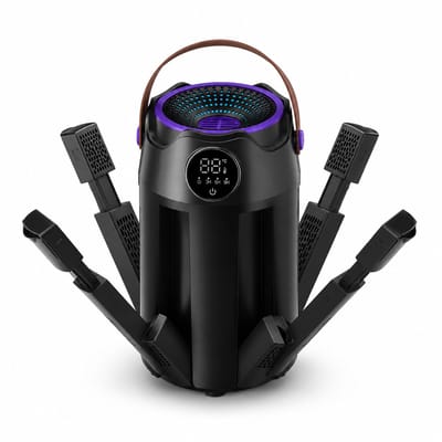 Gloovon® Elektrische Schoenendroger - 6 Armen voor 3 Paar met UV & Timer - Voor Sneakers, Laarzen & Sport - Zwart - Model H1