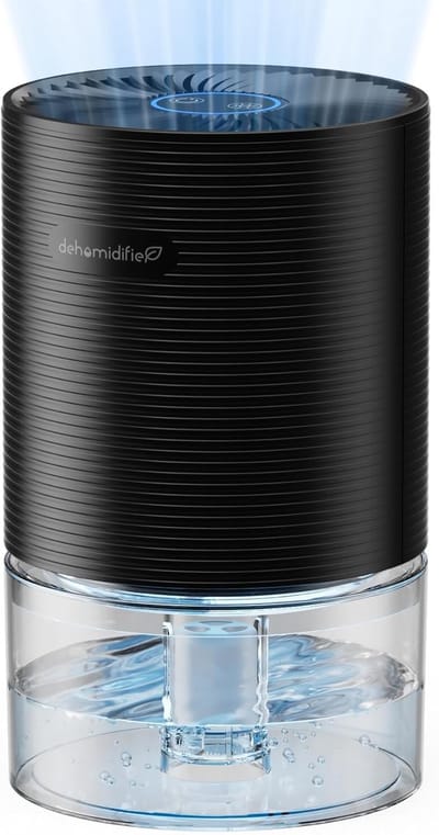 Luchtontvochtiger 750ml – 30dB Stil – Automatische Uitschakeling – Auto Ontdooiing – 7 Nachtlampkleuren – 23W – Voor Slaapkamer – Kast & Kantoor – Zwart