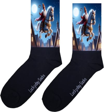Sinterklaas sokken - Sokken Sinterklaas cadeau - 5 december - Sinterklaas kadootje - Schoen cadeau - Pakjes avond - Grappige cadeau - December cadeau - December kadootje - LuckyDay Socks - Maat 37-44