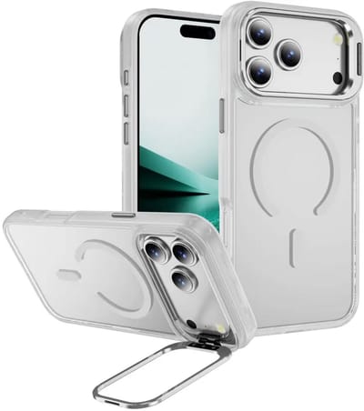 Hoesje Geschikt voor Apple iPhone 17 Pro Max - Compatibel met MagSafe & Qi2 - Back Cover met Standaard - Camera Kickstand - Transparant