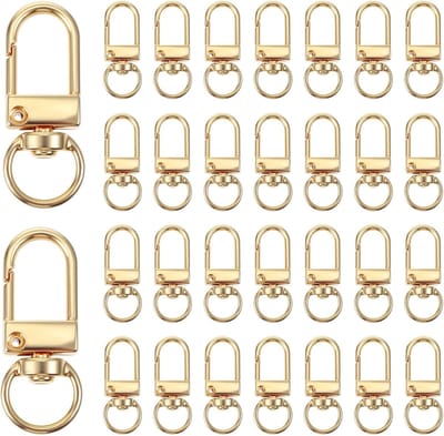 Pack of 50 Mini Carabiner Hooks - Swivel Key Chain - Gold Carabiner met Swivel Joint - Metal Lobster Clasps - 360° Rotating Carabiner Hooks - Small Gold voor DIY Projecten