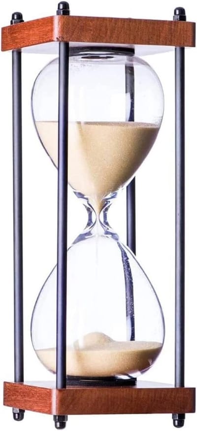Zandloper Timer - Zandklok Decoratie - Tijd Management - Houten Frame - 30 Minuten - Zwart