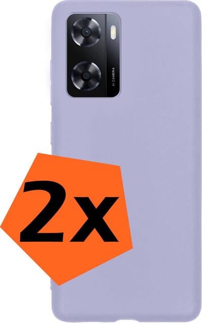 Hoes - 2 Stuks - Geschikt voor OPPO A57 - Sterk & Shockproof - Case Siliconen - Back Cover - Telefoon Hoes - Lila