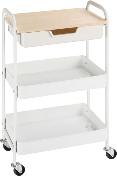 HOMCOM Nutsvoertuigwagen Staal, Kunststof 43,9L x 30,5B x 75,6H cm Wit