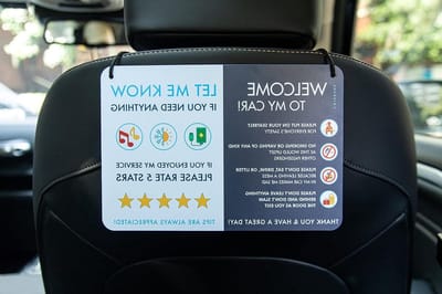 Auto Borden - Rideshare Accessoires - Professionele Uitstraling - Dubbelzijdig Bedrukt - 2 Stuks 9x6 Inch - Wit Zwart