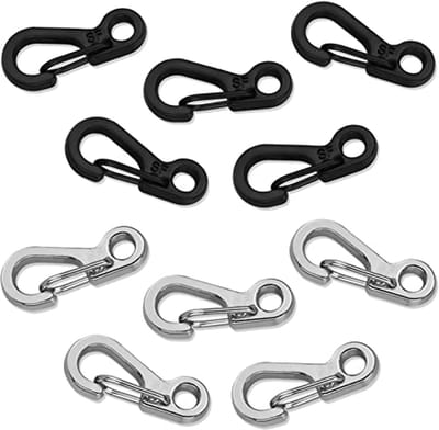 Mini-karabijnset - 10 stuks karabijnhaken met kliksluiting voor kamperen, reizen en wandelen