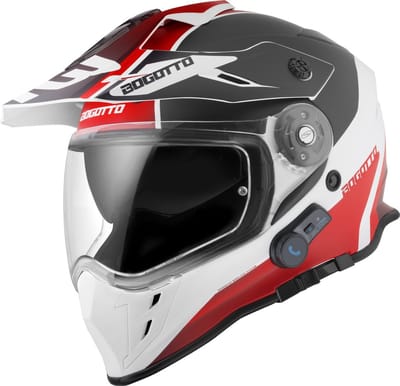 Bogotto H331 BT Tour EVO Zwart Wit Rood Bluetooth Enduro Helm - Helm