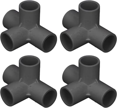 Pijpfitting Connectoren - PVC Koppelingen - Meubelbouw - 4-Weg Hoekverbinding - 0.8 Inch - Zwart