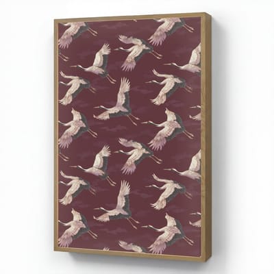 Wandlamp 70x100 cm - Oplaadbaar - Kraanvogels - Klassiek - Bordeaux - Wandlampen binnen woonkamer - Slaapkamer lamp - Decoratieve nachtlamp - Vloerlamp draadloos
