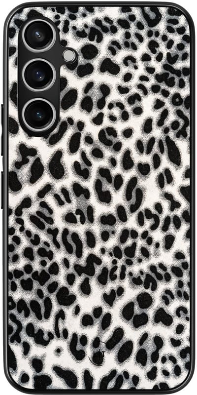 Leuke Telefoonhoesjes - Hoesje geschikt voor Samsung Galaxy S23 FE - Luipaard grijs - Backcover zwart - Luipaardprint - Grijs