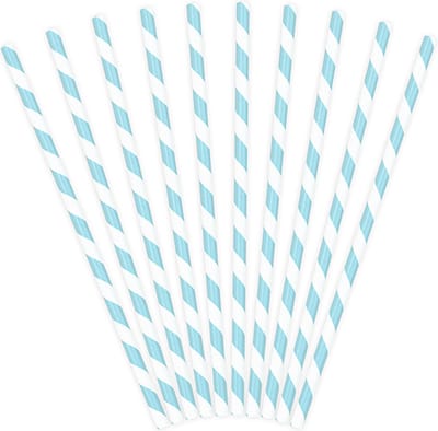 PartyDeco Rietjes Blauw/wit (10 st 19,5cm)