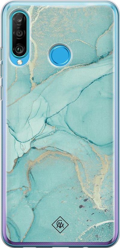 Casimoda® hoesje - Geschikt voor Huawei P30 Lite - Marmer mint groen - Siliconen/TPU - Soft Case - Mint - Marmer