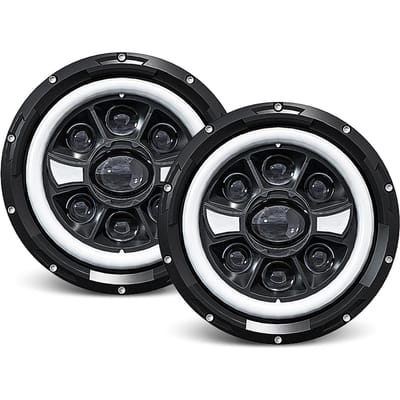 7 inch LED-koplamp Ronde koplamp met HiLo Beam, DRL en oranje richtingaanwijzer voor auto's 2 Pieces zwart