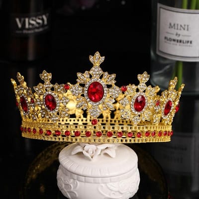 Accessoires de Mariée Un Cercle Complet de Strass Européens et Américains Une Grande Couronne Un Diadème en Strass Banquet d'Anniversaire Coiffure de Mariage brown