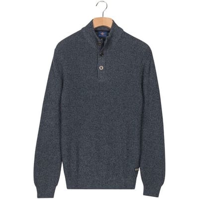Baileys Trui Half Zip And Buttons Mouliné Rib Structure Faded Denim Blue / male
