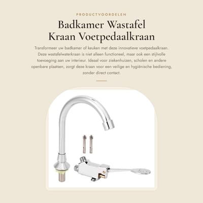 Dailygoods- Wastafel Waterkraan Voetpedaal - Kraan Set - Laboratorium Accessoires - Duurzaam Koper/ABS - Hygiënisch Ontwerp - Eenvoudige Installatie - Kraanset